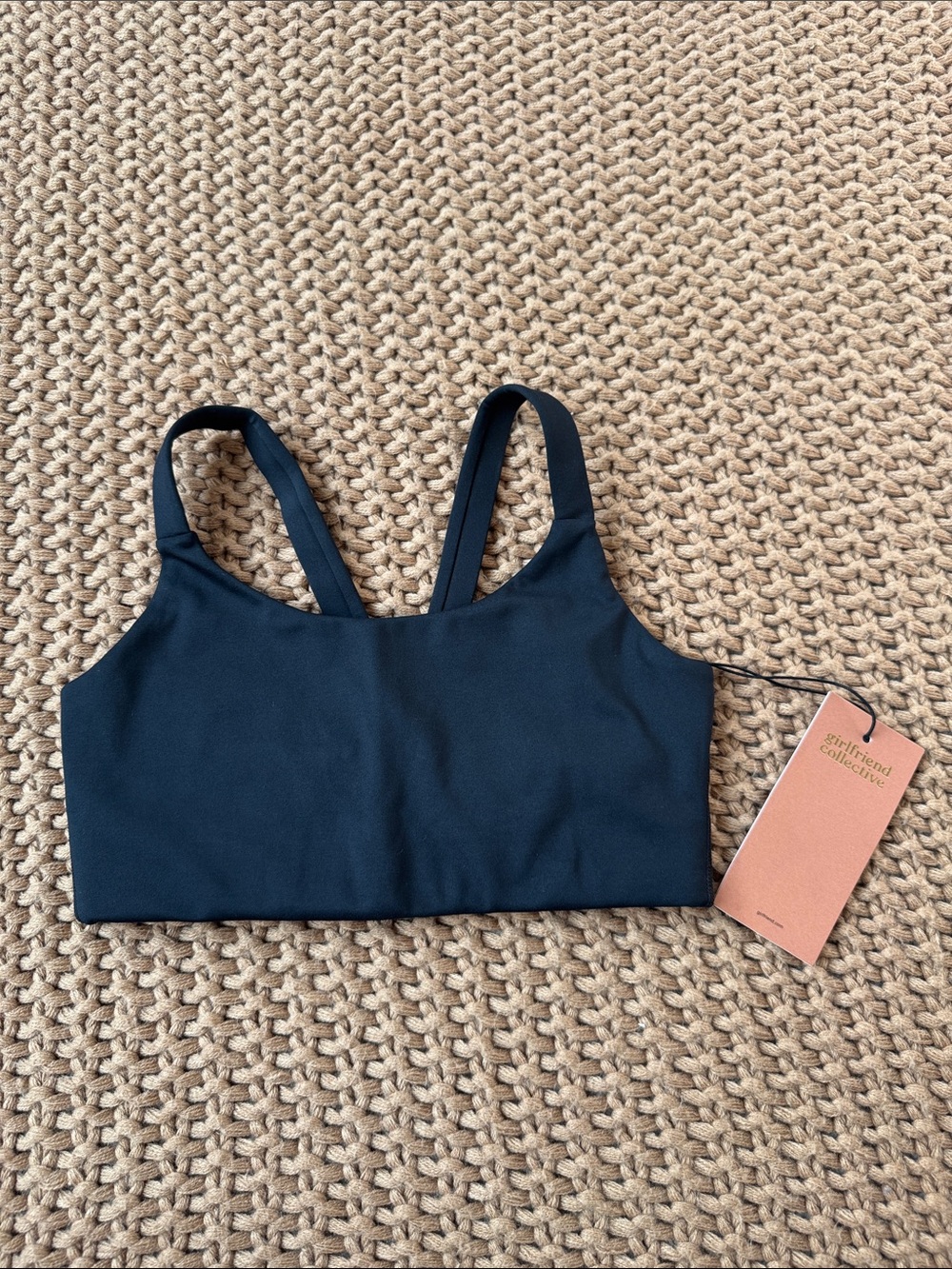 Girlfriend Collective Black Lou V-Back Sports Bra XS NWT